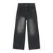 EF JEANS | 2024 New Product, Black And Gray Hong Kong Style Retro Trend Straight Loose Casual Jeans For Men And Women_viptrois.com
