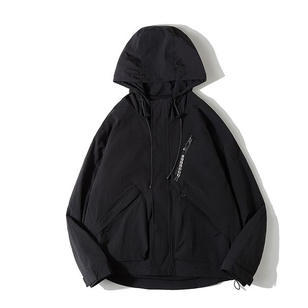 Nanxia Disguise 2024 Spring Solid Color Three-Dimensional Large Pocket Hooded Jacket Japanese Retro Drawstring_viptrois.com