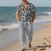 Men's Clothing Hawaiian Shirt And Pants Set Short Sleeve Casual Beach Outfit With Coconut Print Lightweight Polyester Vacation Travel Wear_viptrois.com