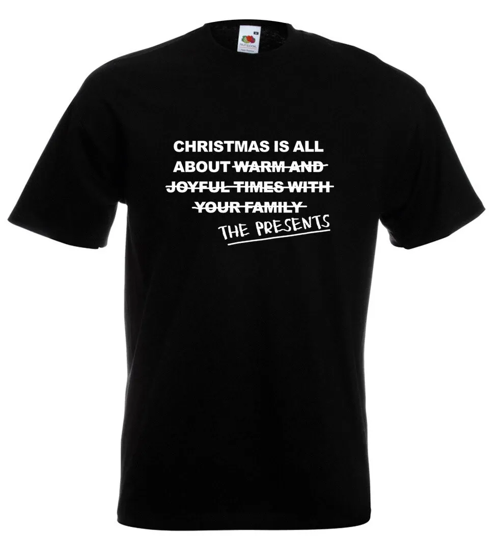 Christmas Is All About Presents T Shirt Mens Womens Tees Top Anti Xmas Novelty Funny Gift Sarcastic_viptrois.com