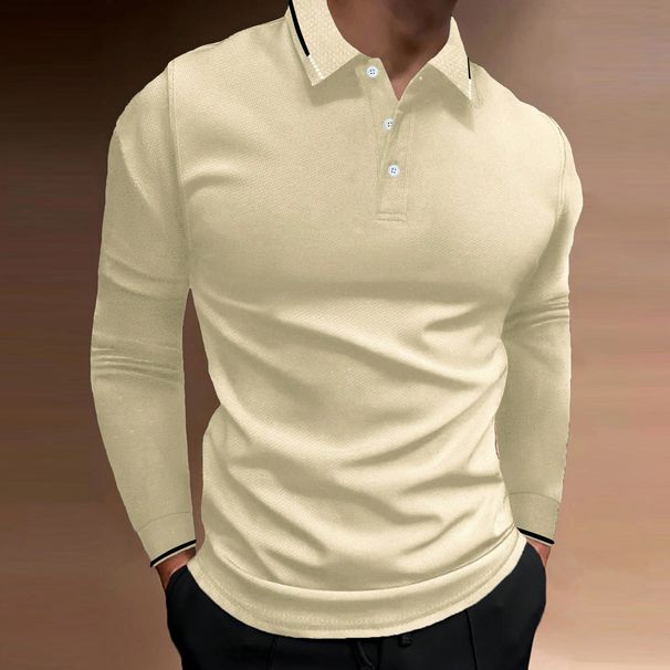Men's Slim-Fit Performance Polo Shirt Moisture-Wicking Polyester, Wrinkle-Resistant, Long Sleeve For Gym & Casual Wear_viptrois.com