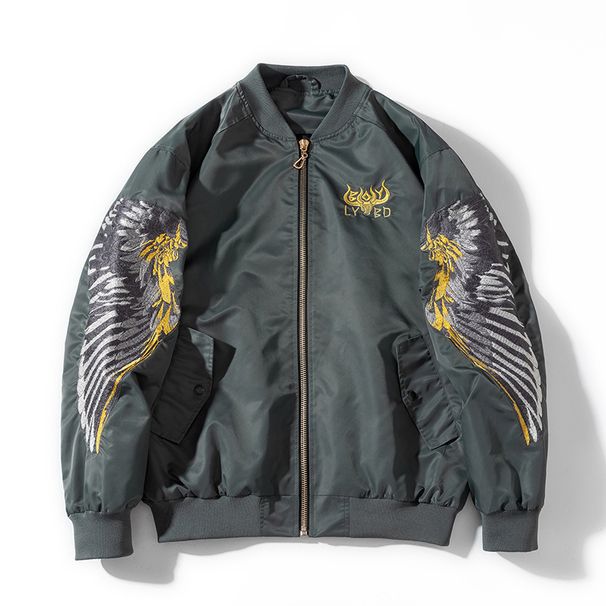 Suitable For All Seasons Men's Spring Autumn Trendy Loose Fit Stylish Embroidered Baseball Casual Couple American Style Bomber Jacket_viptrois.com