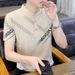Summer New Ice Porcelain Cotton Short Sleeved T-shirt Men's Korean Version Handsome And High-end Loose Polo Stand Up_viptrois.com
