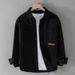 Autumn Simple Cotton Men's Long-sleeved Shirt, Casual Loose Men's Retro Solid-color Youth Shirt_viptrois.com
