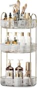 360 ° Rotary Large Capacity Skin Care Cosmetics Storage, 3-layer Perfume Storage Box, With Makeup Brush Holder, Suitable_viptrois.com