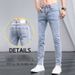 Summer Ripped Jeans For Men Korean Style Slim Fit Nine Point Skinny Jeans Trendy Brand Light Color Spring And Autumn Style Men's Pants_viptrois.com