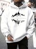 Men's Autumn And Winter Casual Fashionable Loose Hooded Sweatshirt With Mountain Reflection Pattern Printed Warm Long Sleeved Pullover_viptrois.com