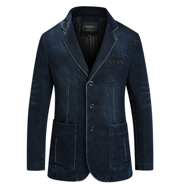 European And American Simple Men's Clothing 2025 Autumn New Washed Retro Lapel Tooling Men's Denim Jacket Thin_viptrois.com