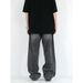 Vintage-Inspired High-Waisted Straight Leg Jeans Relaxed Fit Smoky Grey Washed Denim Elastic Waistband Floor-Length Hem for Men And Women_viptrois.com