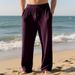 Spring And Autumn Jacquard Striped Wide Leg Pants Casual Loose Pit Drawstring Straight Large Size Men's Pants_viptrois.com