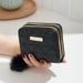 Double Zipper Short Wallet - Triangle Quilted Embroidery Clutch Solid Color ID Card Holder Purse_viptrois.com