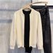 Spring And Autumn Double Zipper Solid Color Sweater Cardigan Simple Korean Version Baseball Collar Stretch Slim Fit_viptrois.com