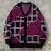 Oversized Color-Block Cardigan – Unisex Jacquard Knit Sweater (Streetwear, Long Sleeve, Black)"_viptrois.com