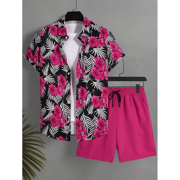 Men's Printed Resort Shirt & Shorts Set - Lightweight Summer Casual Outfit With Open Front_viptrois.com