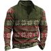 Pulse 2025 European And American Cross-Border Trade Autumn Winter New Men's Open Chest Stand Collar 3D Printed High Neck_viptrois.com