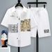 Men's Clothing Set Of High-end Men's Short-sleeved Shirts Youth Casual Shorts High School Tops Suits Men_viptrois.com