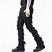 Men's Clothing Retro Tassel Men's Flared Jeans Trendy Men's High Street Slim Patch Denim Trousers_viptrois.com