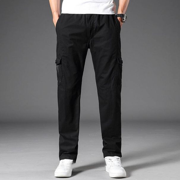 Men's Clothing Casual Trousers Middle Aged Dad Pants Workwear Men's Trousers Pure Cotton Straight Loose Large Size Sports Men's Trousers_viptrois.com