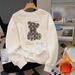 Unisex Heavyweight Sweatshirt – Premium Fleece-Lined Pullover, Oversized Fit, Soft Velvet & Cotton Blend (Black/White, S-5XL)_viptrois.com