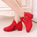 2023 New Korean Style Autumn and Winter Fleece-lined Warm Girls' Boots Frosted Mid-barrel Heightened Casual Girls Martin Ankle Boots_viptrois.com