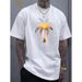 1pc Camiseta Algodón Casual Verano Hombres Con Estampado Cocotero Al Atardecer, Cuello Redondo, Manga Corta, Ligera_viptrois.com