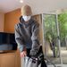 Men's Tweed Hooded Sweatshirt – Oversized Pullover With Stand Collar (Black, Grey, M-XXXL)_viptrois.com