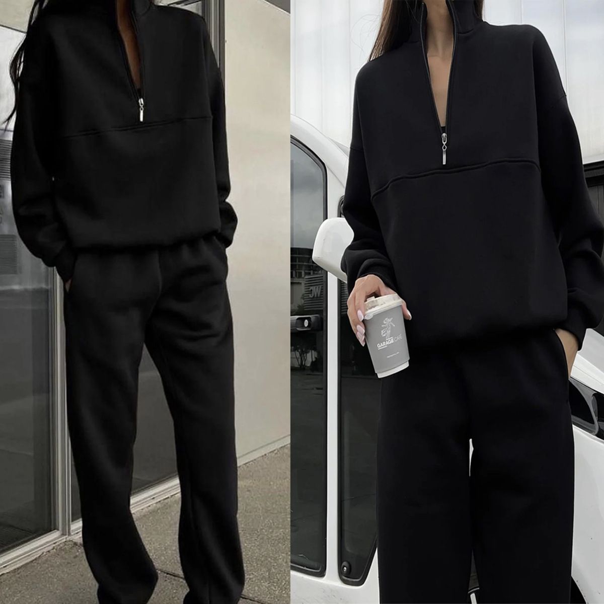 Men's Clothing All Match Casual Fashion Thickened Long Sleeved Sweatshirt Trousers Two Piece Suit_viptrois.com