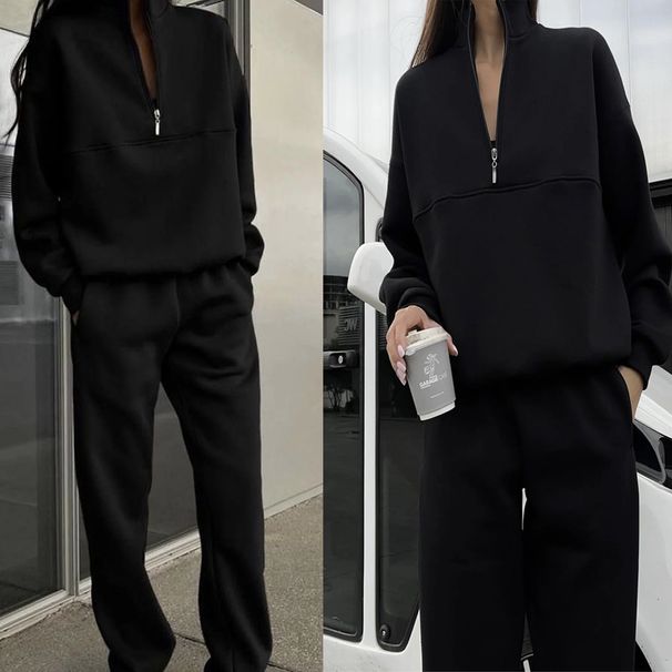 Men's Clothing All Match Casual Fashion Thickened Long Sleeved Sweatshirt Trousers Two Piece Suit_viptrois.com