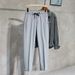 Men's Straight Leg Casual Dress Pants Spring Autumn Solid Color Simple Nine Point Trendy Drawstring Suit Pants_viptrois.com