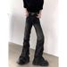 Men's Clothing Pleated Bell Bottoms Niche Design Heavy Washed Black And Gray Jeans_viptrois.com