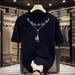 Men's Clothing Fashion Brand Heavyweight Simple Short-Sleeved T-Shirt Men's Spring And Summer Casual All-Match Wine Red Round Neck Short-Sleeved Top_viptrois.com