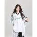 American-style Patchwork Striped V-neck Sporty Loose Short-sleeve T-shirt For Men And Women, Hip-hop Street Style_viptrois.com