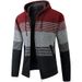 Men's Color Block Fleece Lined Hooded Cardigan Sweater - Warm Winter Knit Pullover With Contrast Panels_viptrois.com