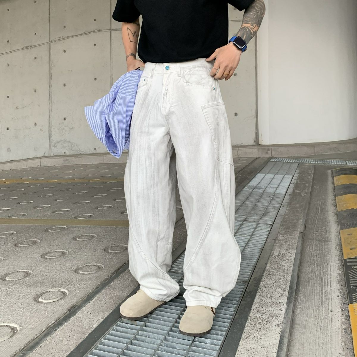 Men's Baggy Jeans Straight Leg Comfortable Casual Pants Loose Fit Denim Trousers For Spring & Autumn_viptrois.com