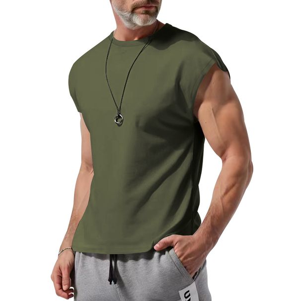 Men's Sleeveless Muscle Tank Tops, Breathable Summer Undershirts, Solid Color Loose Fit Casual Athletic Wear_viptrois.com