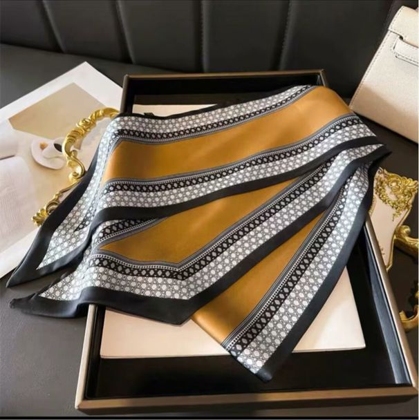 Double Layer Women's Headsc Spring Autumn Wide Ribbon Diagonal Elegant Long Silk Fashion Decorative Neck_viptrois.com