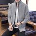 Men’s Fleece-Lined Knit Cardigan – Winter Stand Collar Zipper Jacket (Black/Burgundy/Brown, M-3XL)_viptrois.com