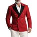 Autumn And Winter Banquet Men's Color Matching Eye Catching Suit Jacket Slim Button Suit Jacket_viptrois.com