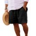 Men's Clothing Men's Summer Cotton And Linen Shorts Drawstring Elastic Straight Leg Solid Color Breathable Daily Beach Leisure Large Size Shorts_viptrois.com