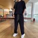 Men's Clothing Spring and summer casual suit men's ice silk thin short sleeved T shirt trousers men's full set of sportswear summer two piece suit_viptrois.com