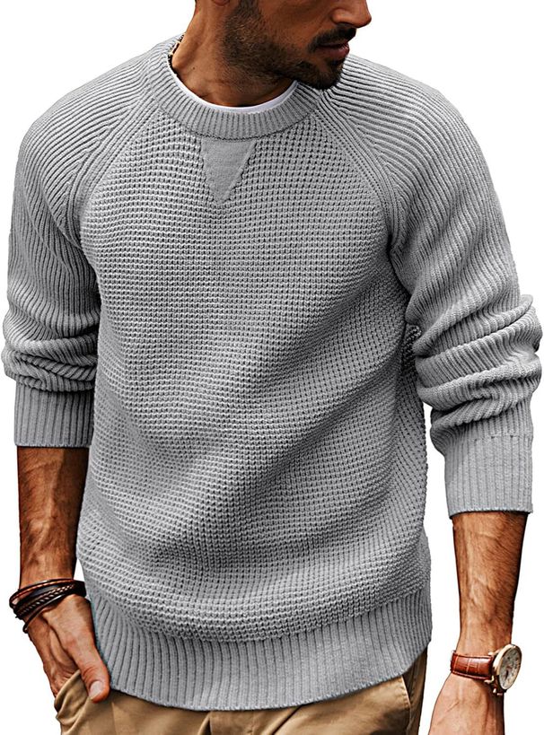Men's Chunky Knit Sweater – Oversized Winter Pullover With Color-Block Design For Streetwear & Casual Wear_viptrois.com