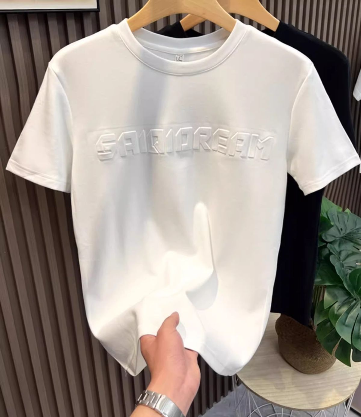 Men's Clothing Summer Three-dimensional Letter Men 2025 New Round Neck Slim Fit Minimalist Half Base Shirt For Youth Versatile Short_viptrois.com