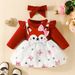 Babies' clothes baby girl long-sleeved fox embroidered false strap mesh dress girls spring and autumn bowknot printed skirt_viptrois.com