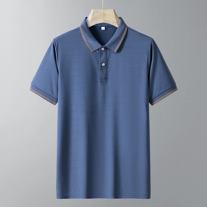 Men's Clothing New Style Ice Silk Short Sleeved Polo Shirt Men's Quick Drying Solid Color Lapel T Shirt Mesh Breathable Polo Shirt_viptrois.com