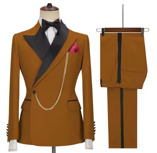 Men's Clothing Black Business Casual Suit Groom Best Suit Two Piece Suit_viptrois.com