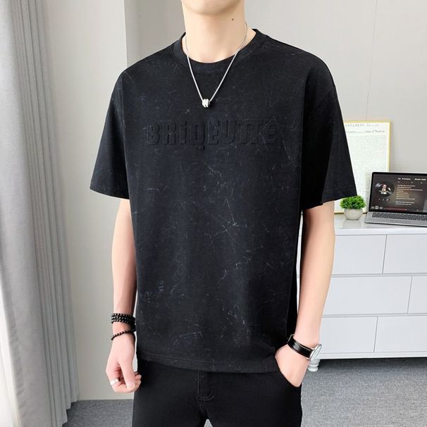 Trendy Men's Steel-printed Summer T-shirt New Loose Short-sleeved T-shirt Half-sleeved Crew Neck Casual Top_viptrois.com