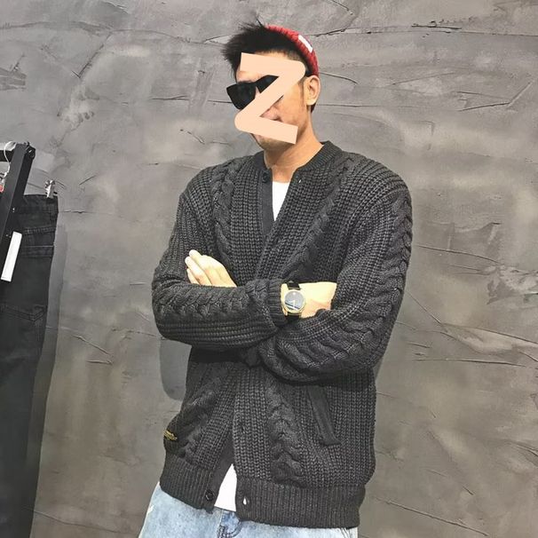 Autumn And Winter Vintage Knitted Cardigan, Thick Thread Sweater, Men's Loose And Versatile Sweater Jacket_viptrois.com