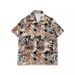Men's Clothin Trend Brand High End National Trend Creative Hong Kong Style Casual Retro Loose Short Sleeved Shirt Men's Beach Flower Shirt Women_viptrois.com