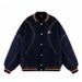 Vintage Baseball Jacket Men's Winter Coat – Thickened Wool-Blend Bomber With Stand Collar ( Letter Embroidery, Unisex Loose Fit)_viptrois.com