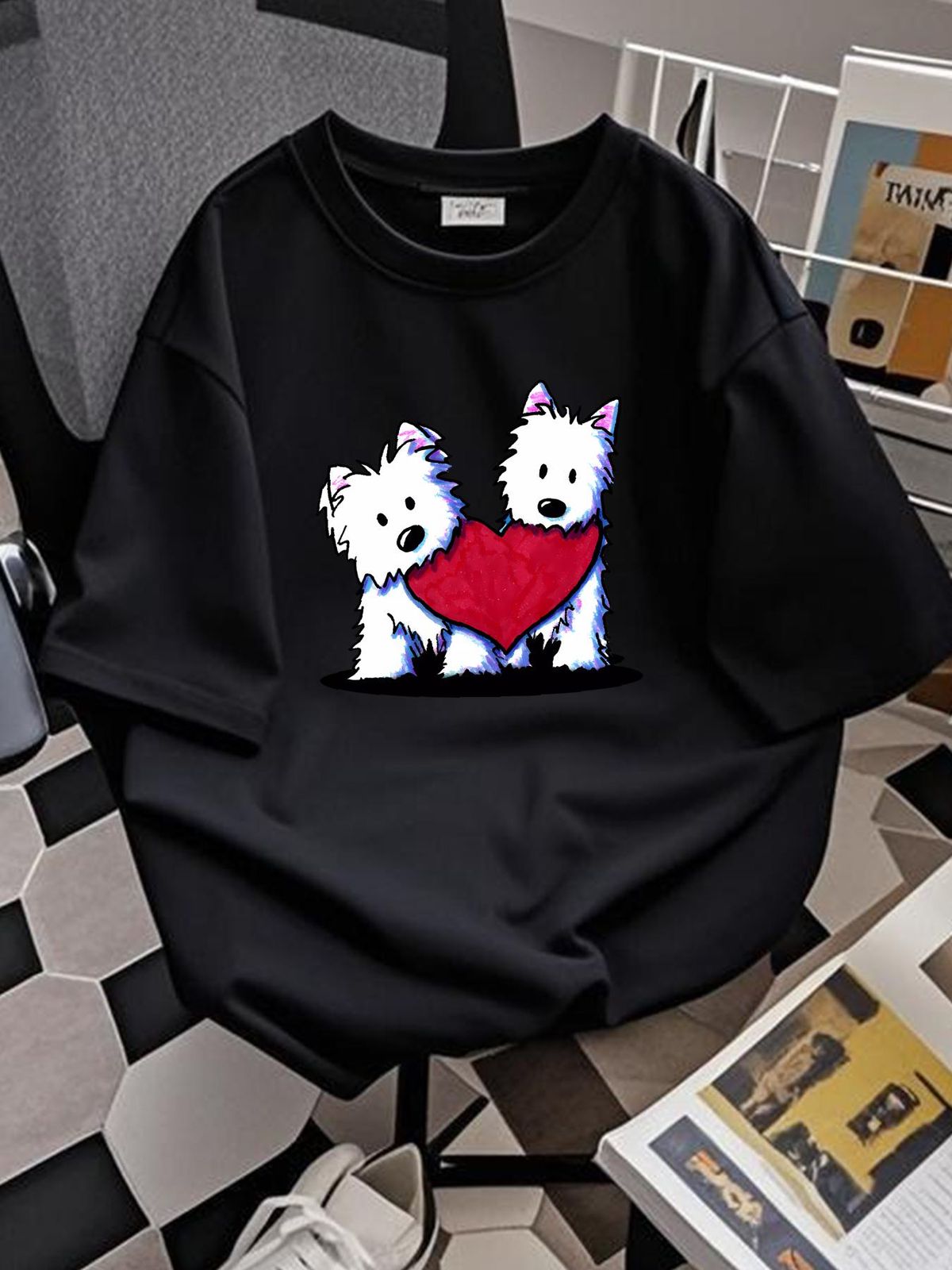 Heartfelt Westie Terrier Handbags Portable Shopping Bag Large Capacity Comfortable Designer Clothes Graphic Fashion Unisex Versatile Stretched_viptrois.com